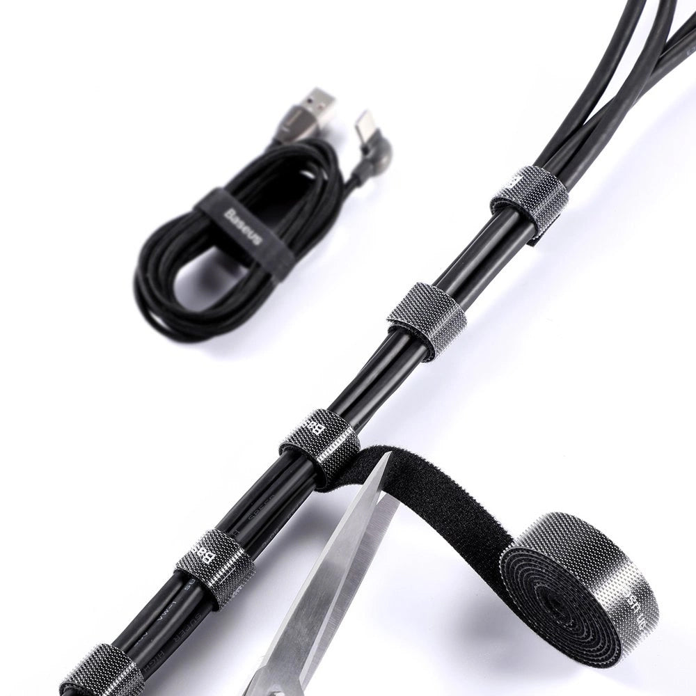 Organizator Cabluri Baseus Circle, Velcro, 1m, Negru ACMGT-E01