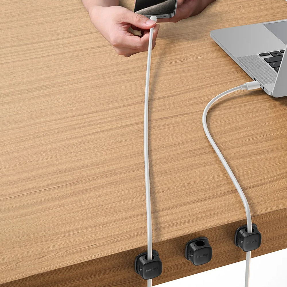 Organizator Cabluri Baseus Lite Magnetic, Set 3 Bucati, Alb B01331106211-00