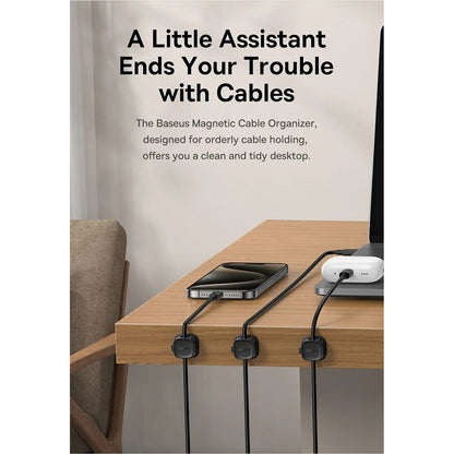 Organizator Cabluri Baseus Lite Magnetic, Set 3 Bucati, Negru B01331106111-00
