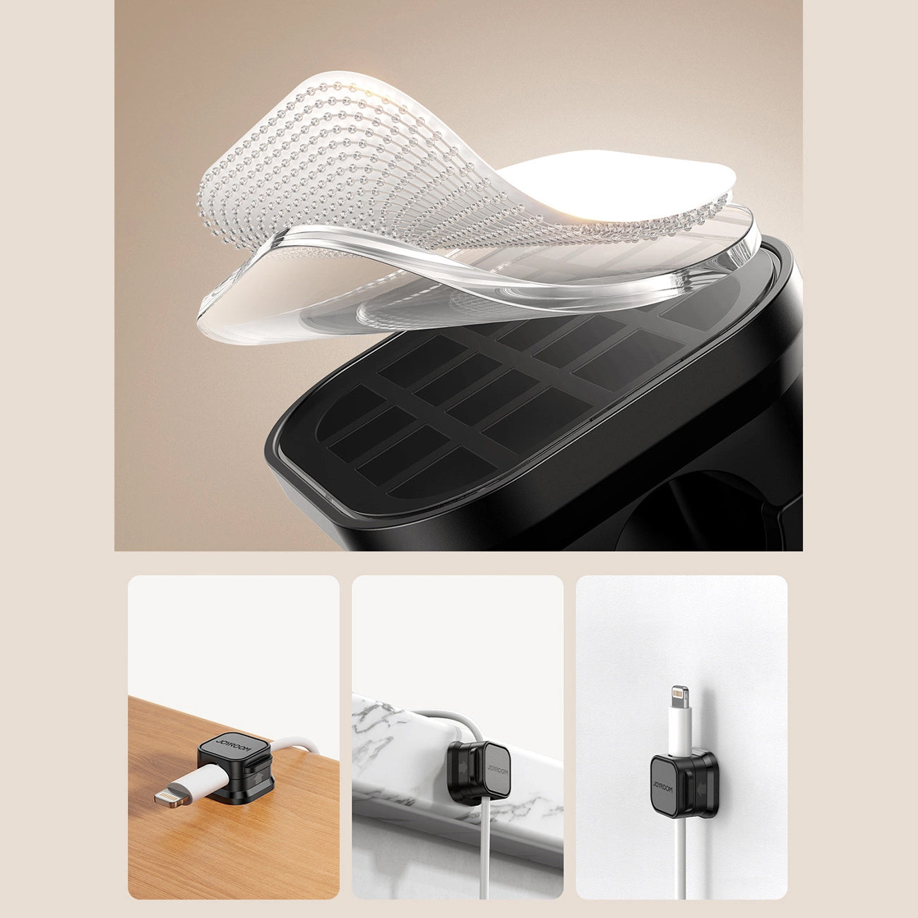 Organizator Cabluri Joyroom JR-ZS368, Set 6 Bucati, Negru