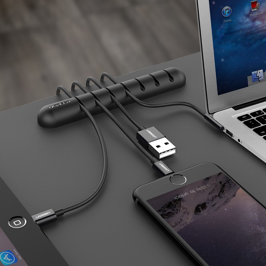 Organizator Cabluri UGREEN, Set 2 bucati, Negru