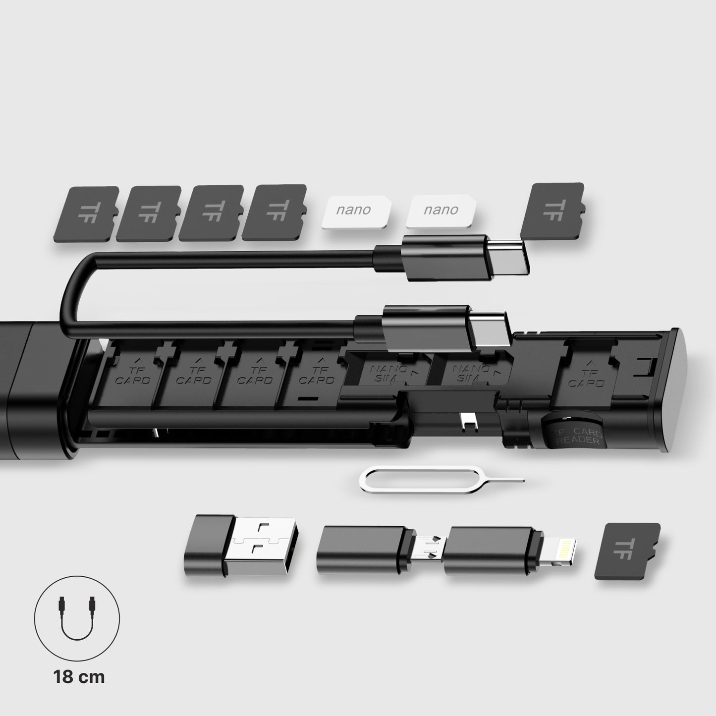 Organizator cu Accesorii / Cititor Card Qualo QZS-P-01, Negru