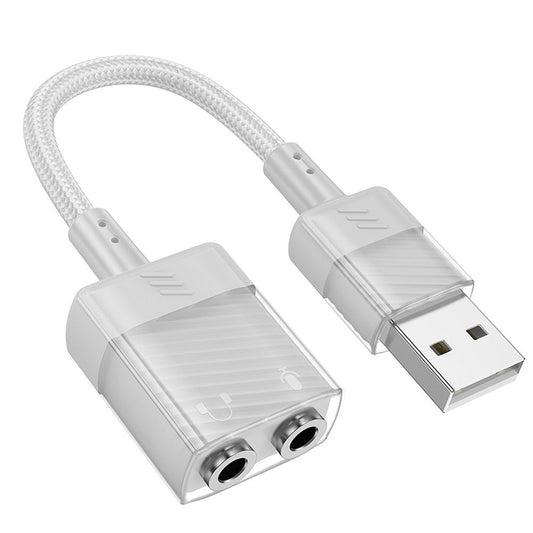 Placa de sunet USB HOCO LS37, 2 x Jack 3.5mm, Gri