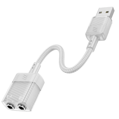 Placa de sunet USB HOCO LS37, 2 x Jack 3.5mm, Gri