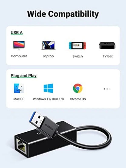 Placa Retea UGREEN CR111, RJ45, USB 3.0, Alb