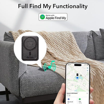 Portofel Magsafe, ESR, Classic Geo Carbon, Negru