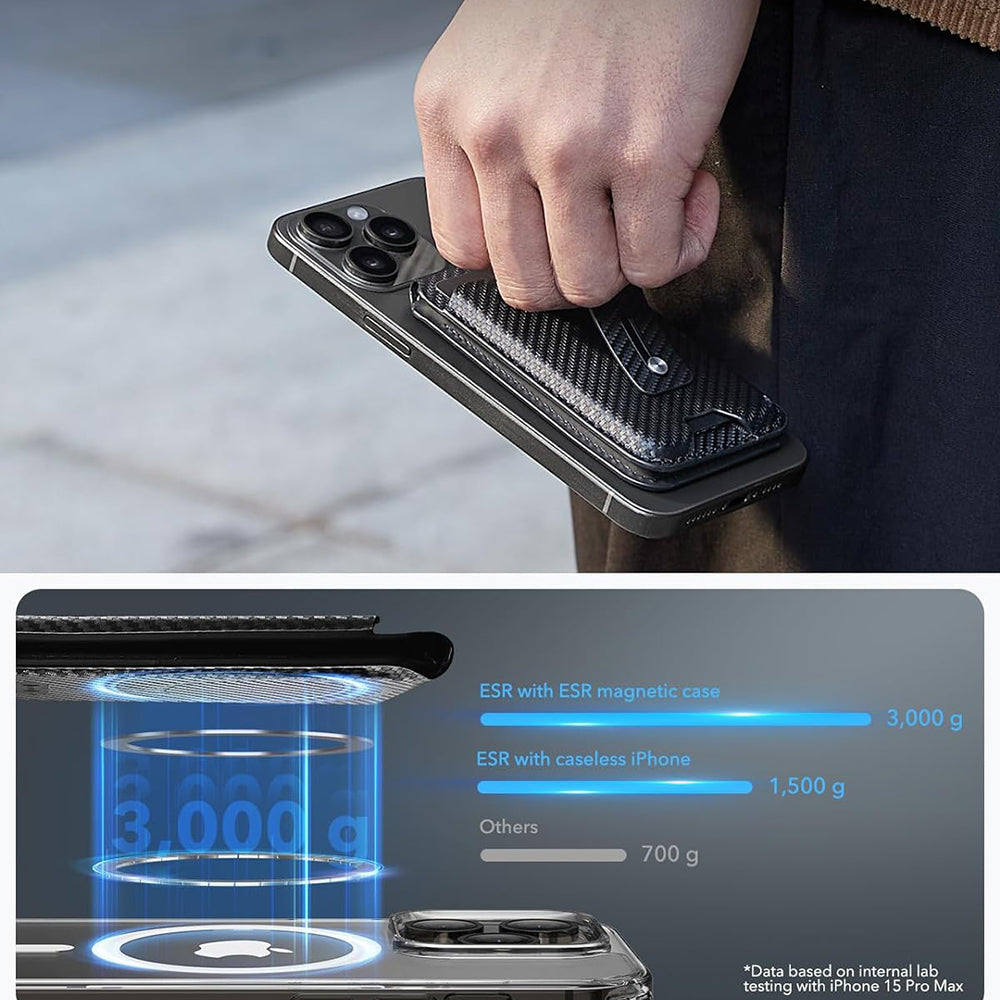 Portofel Magsafe, ESR, Findy my Wallet Carbon, Negru