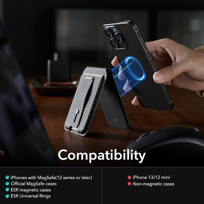 Portofel Magsafe, ESR, Findy my Wallet Carbon, Negru