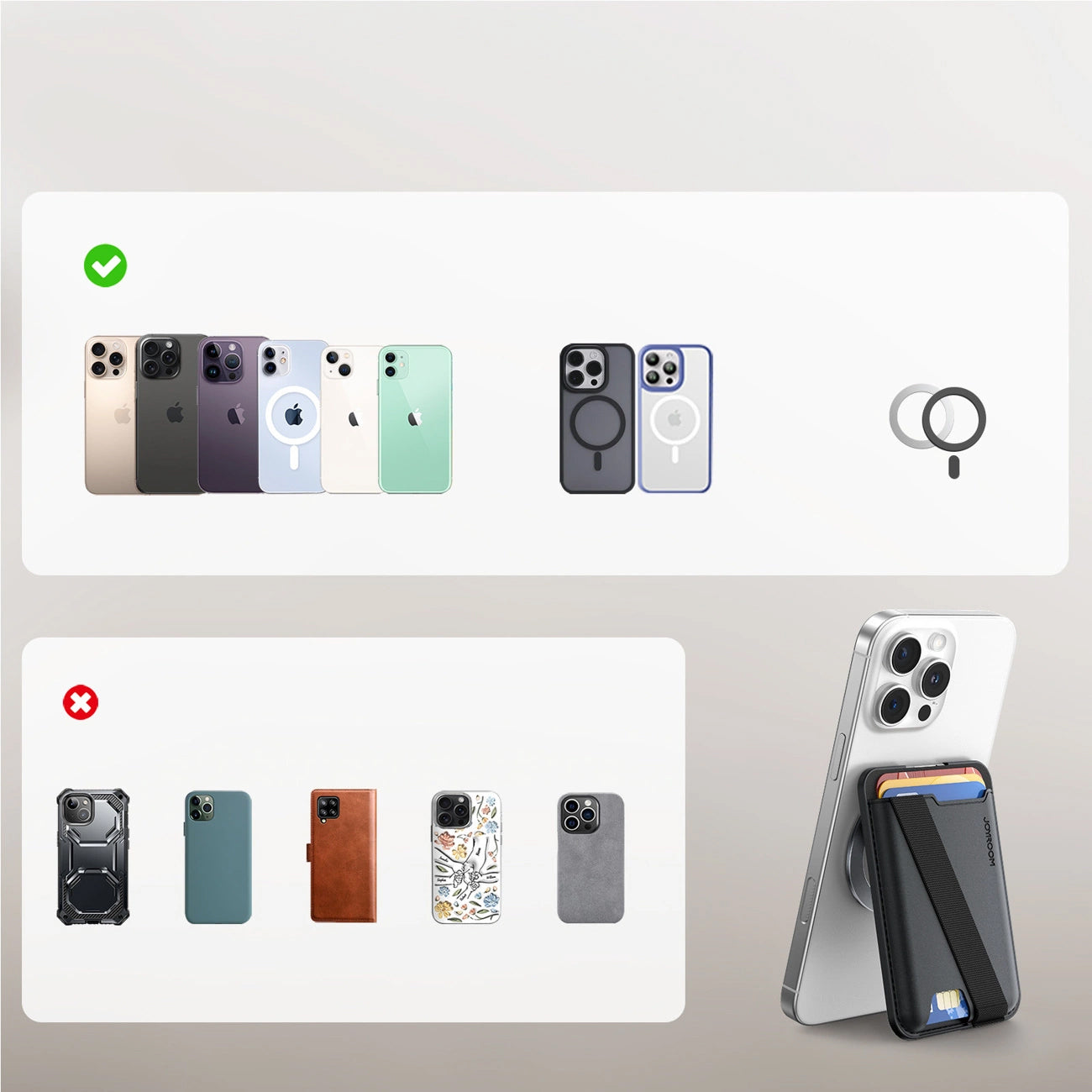 Portofel MagSafe, Joyroom, JR-ZS432, Negru