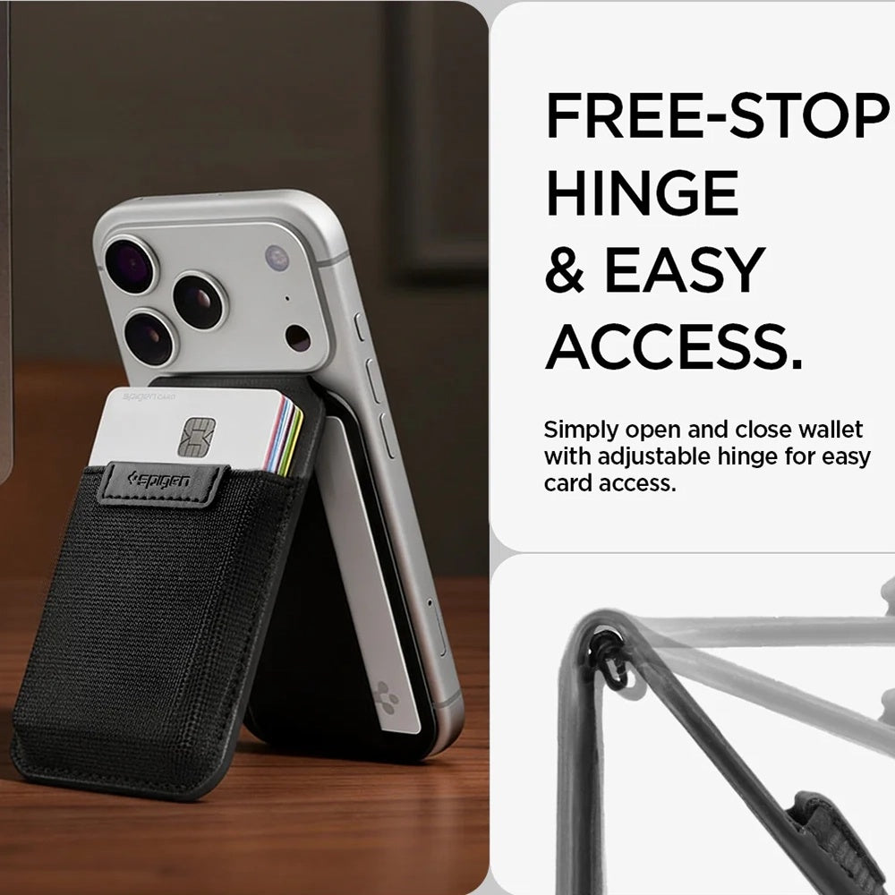 Portofel MagSafe, Spigen, Slim Fold Tripod S314-4, Negru AFA11591
