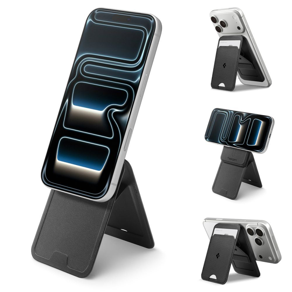 Portofel MagSafe, Spigen, Slim Fold Tripod S314-3, Negru