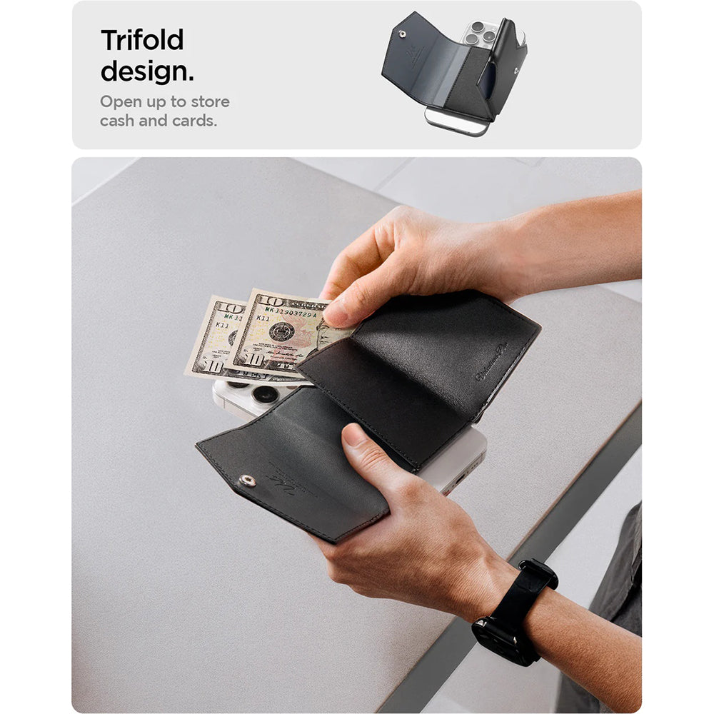 Portofel Magsafe, Spigen, Valentinus Pro, Negru