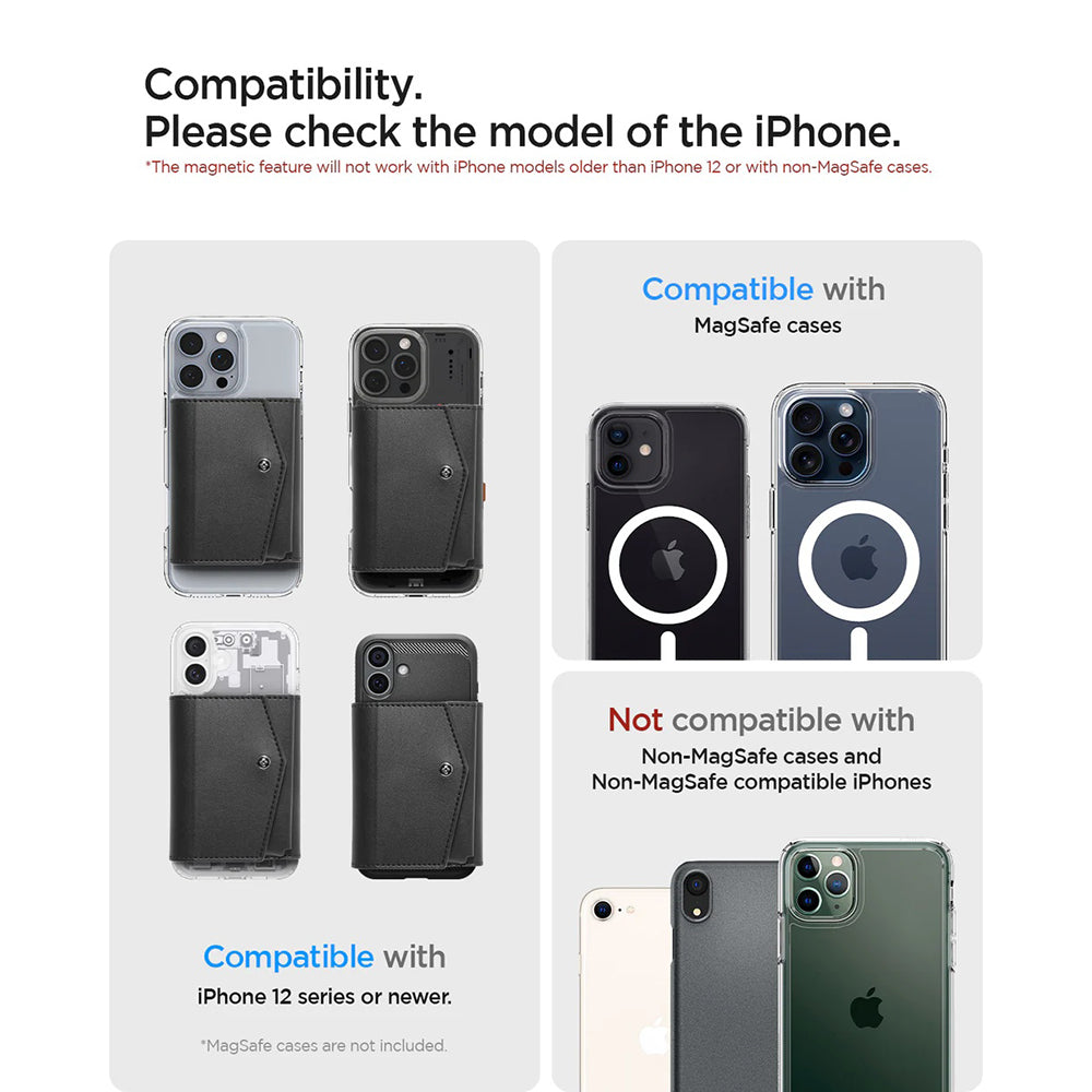 Portofel Magsafe, Spigen, Valentinus Pro, Negru