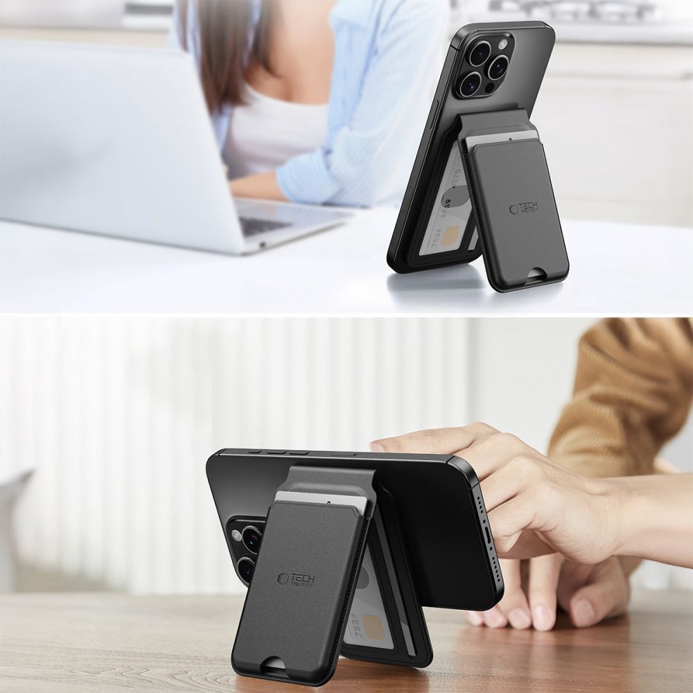 Portofel MagSafe, Tech-Protect, Magwallet Stand, Negru