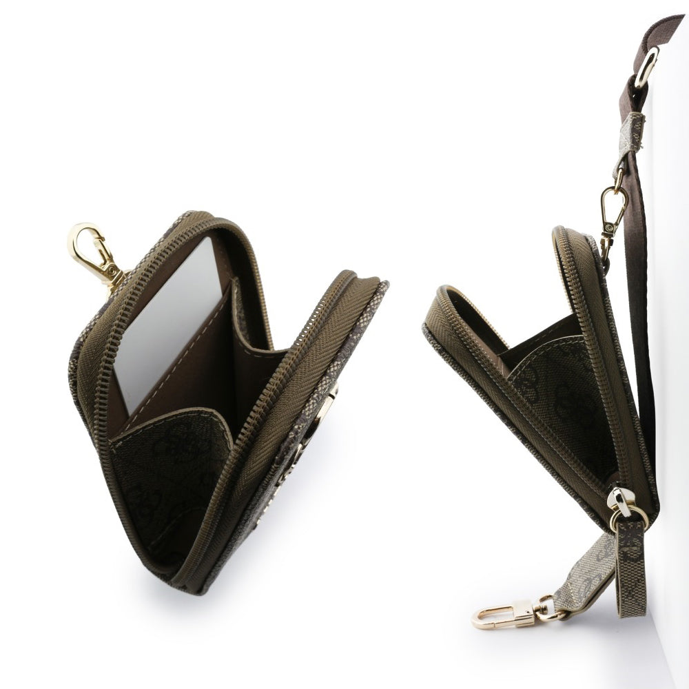 Portofel si Snur Telefon Guess 4G Metal Logo, Maro