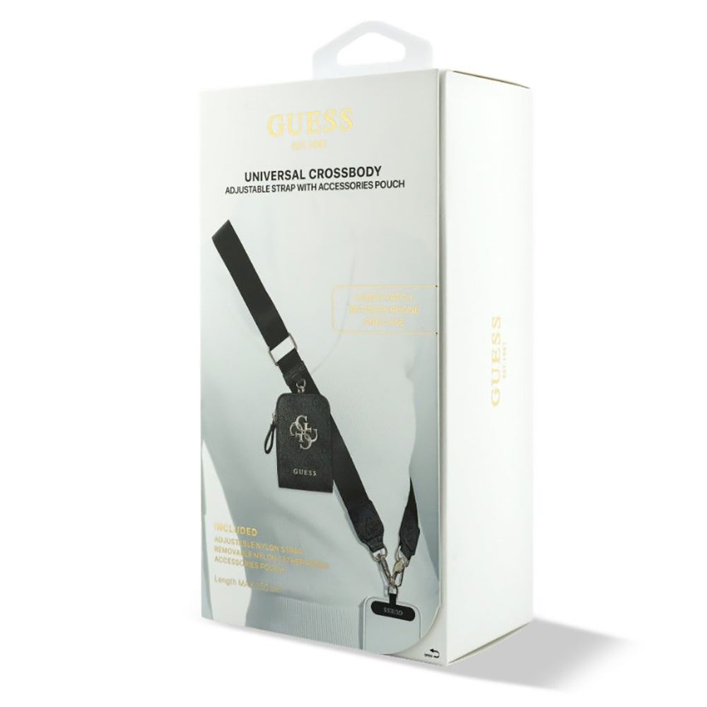 Portofel si Snur Telefon Guess 4G Metal Logo, Negru