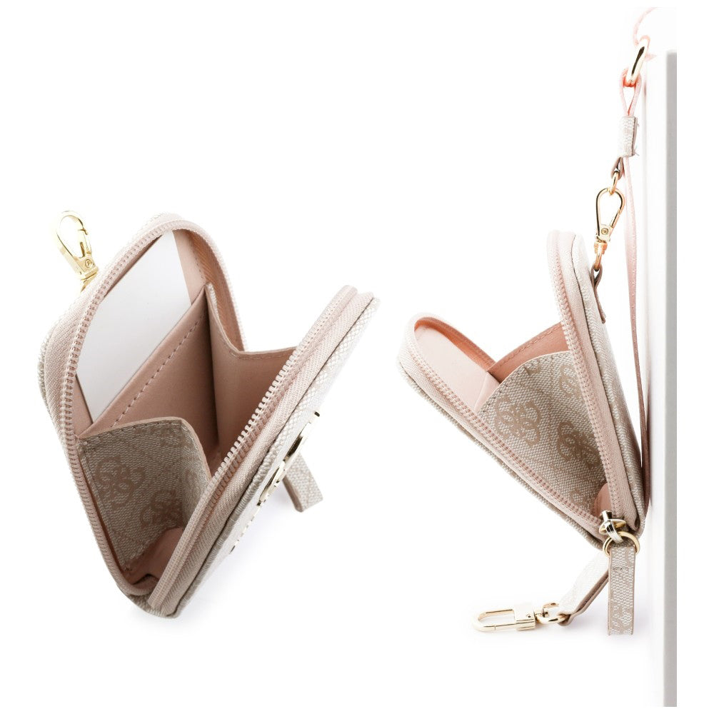 Portofel si Snur Telefon Guess 4G Metal Logo, Roz