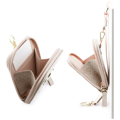 Portofel si Snur Telefon Guess 4G Metal Logo, Roz