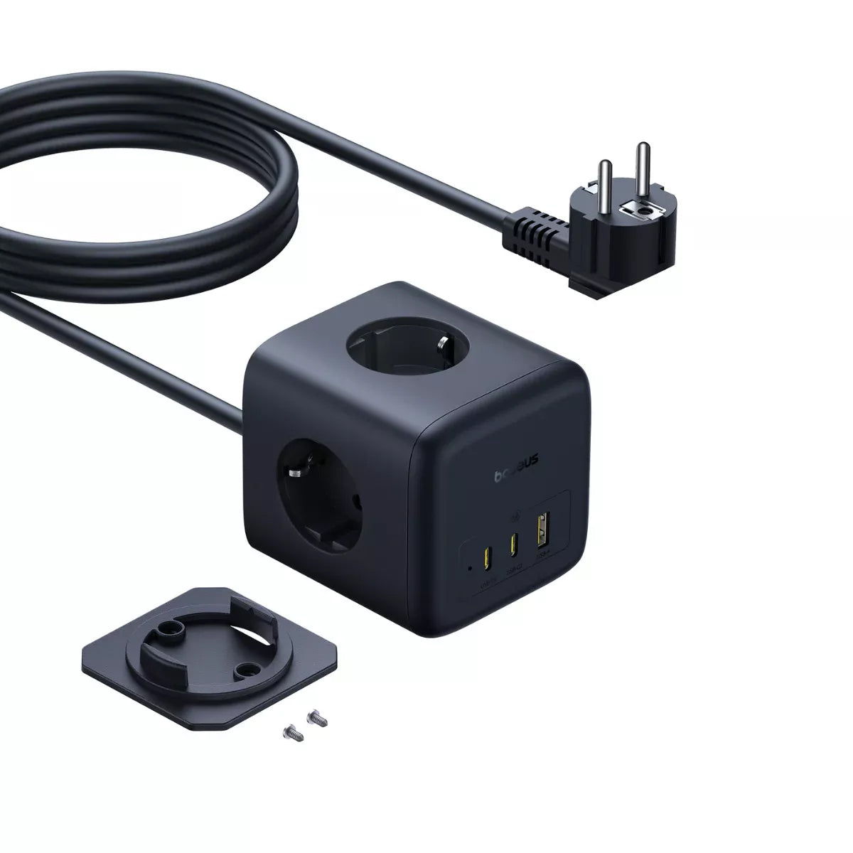 Prelungitor Baseus EnerFill FA11, 67W, 3.35A, 1 x USB-A - 2 x USB-C - 3 x Schuko, Negru E00082100123-00