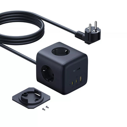 Prelungitor Baseus EnerFill FA11, 67W, 3.35A, 1 x USB-A - 2 x USB-C - 3 x Schuko, Negru E00082100123-00