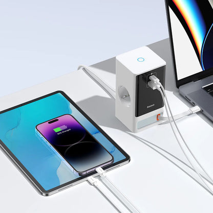 Prelungitor Baseus PowerCombo, 1 x Schuko, Alb PSLR000602