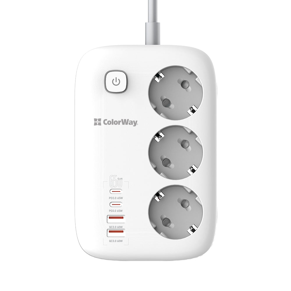 Prelungitor ColorWay, 3 x Schuko, Alb