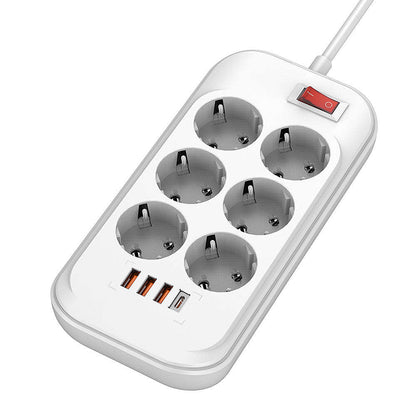 Prelungitor ColorWay, 6 x Schuko, Alb