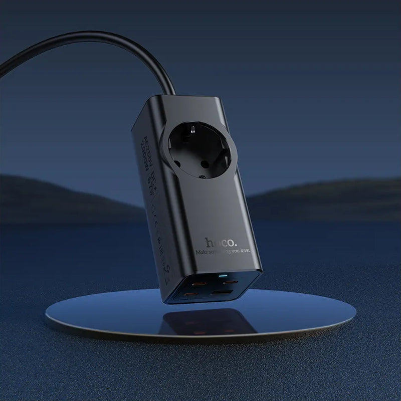 Prelungitor HOCO NS9, 1 x Schuko, Negru