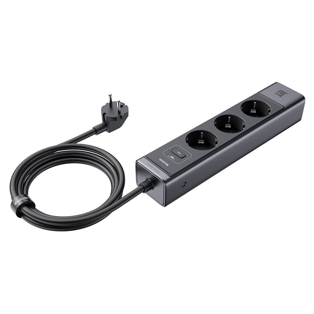 Prelungitor McDodo CH-0620, 3 x Schuko - 1 x USB-A - 2 x USB-C, Negru