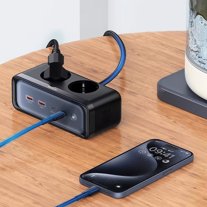 Prelungitor McDodo CH-4610, 2 x Schuko, Negru