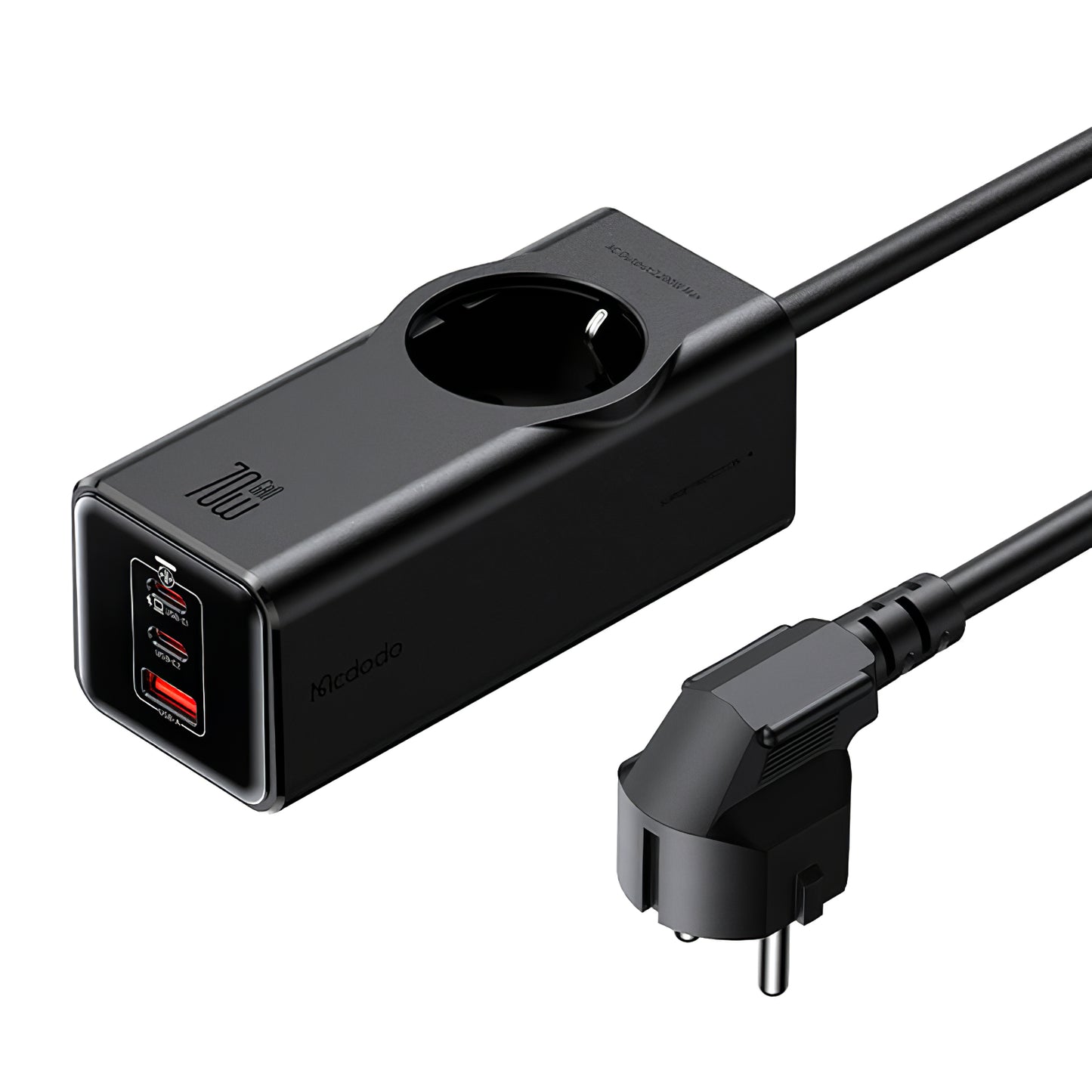 Prelungitor McDodo CH-4620, 1 x Schuko, Negru