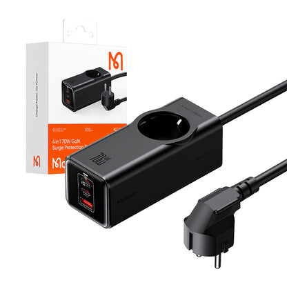 Prelungitor McDodo CH-4620, 1 x Schuko, Negru