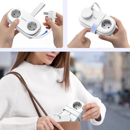 Prelungitor Orico AP3, 2 x Schuko - 2 x USB-A - 2 x USB-C, Alb
