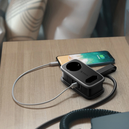Prelungitor Orico APP, 1 x Schuko - 1 x Priza - 2 x USB-A - 1 x USB-C, Negru Gri