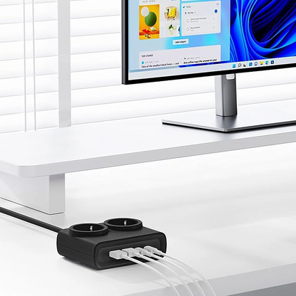 Prelungitor Orico PDC25, 2 x Schuko - 2 x USB-A - 2 x USB-C, Negru