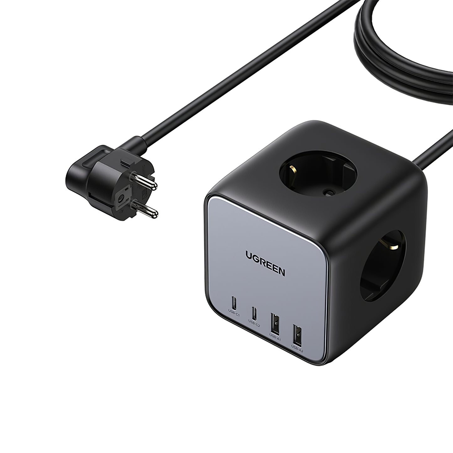 Ładowarka sieciowa UGREEN CD268, 65 W, 4,5 A, 2 x USB-A - 2 x USB-C - 3 x Schuko, szara