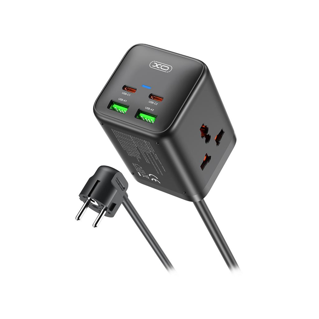 Prelungitor XO Design WL24, 2 x Priza, Negru