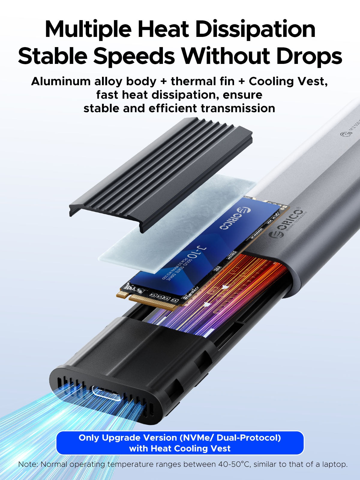 Rack Orico AXM2-G2 pentru SSD M.2 NVMe, Gri