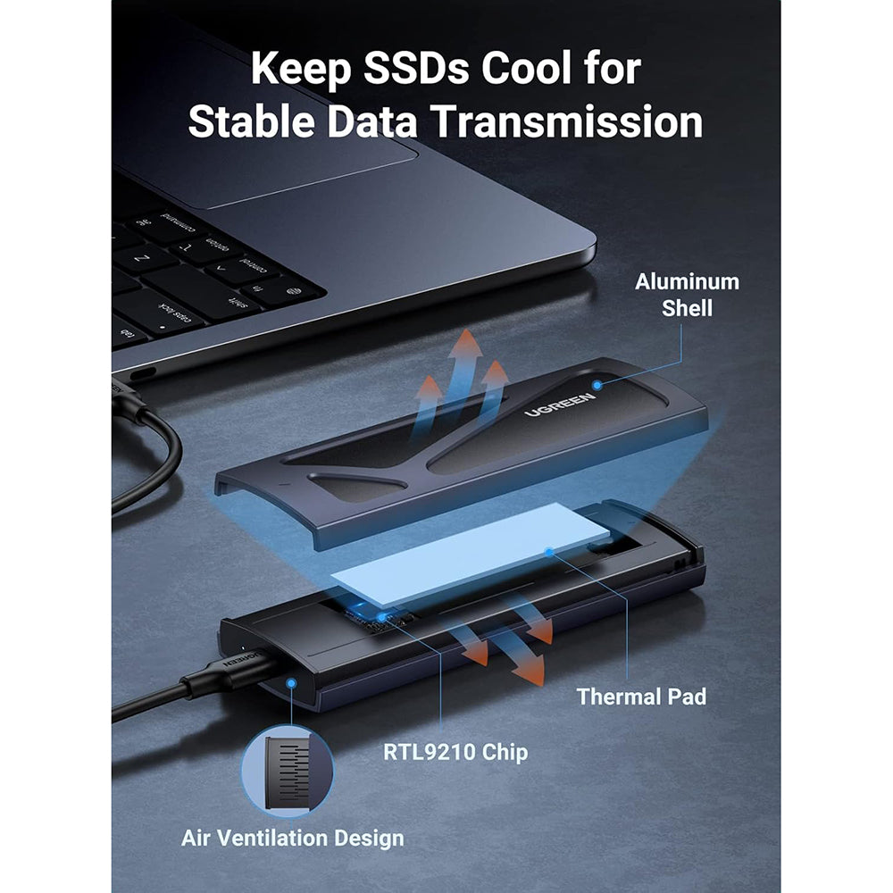 Rack UGREEN CM578 pentru SSD M.2 NVMe, Gri