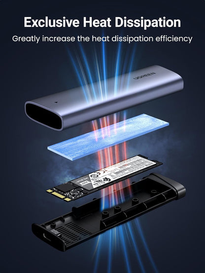 Rack UGREEN CM767 pentru SSD SATA M.2 NVMe, Gri