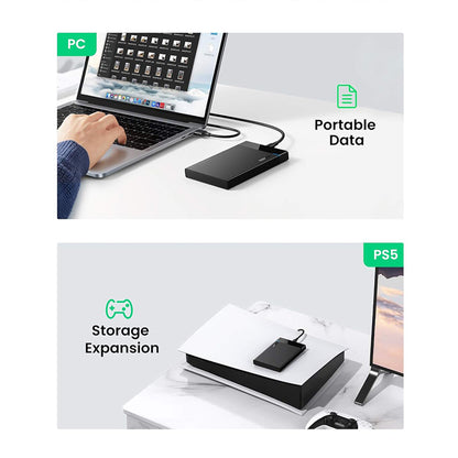 Rack UGREEN US221 (50743) pentru HDD / SSD SATA 2.5inch, USB-C, Negru