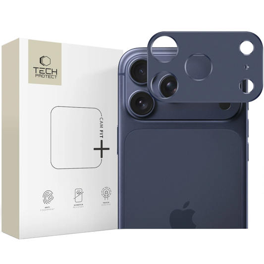 Rama protectie Camera Spate Tech-Protect Camalloy Fit+ pentru Apple iPhone 17 Pro, Aluminiu, Bleumarin