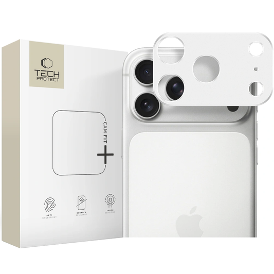 Rama protectie Camera Spate Tech-Protect Camalloy Fit+ pentru Apple iPhone 17 Pro, Aluminiu, Argintie