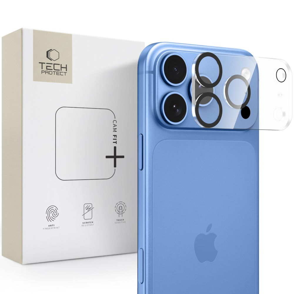 Rama protectie Camera Spate Tech-Protect Cam Fit+ pentru Apple iPhone 18 Pro Max, Sticla Securizata, Transparenta