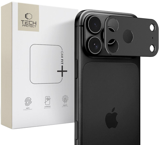 Rama protectie Camera Spate Tech-Protect Camalloy Fit+ pentru Apple iPhone 18 Pro Max, Aluminiu, Neagra