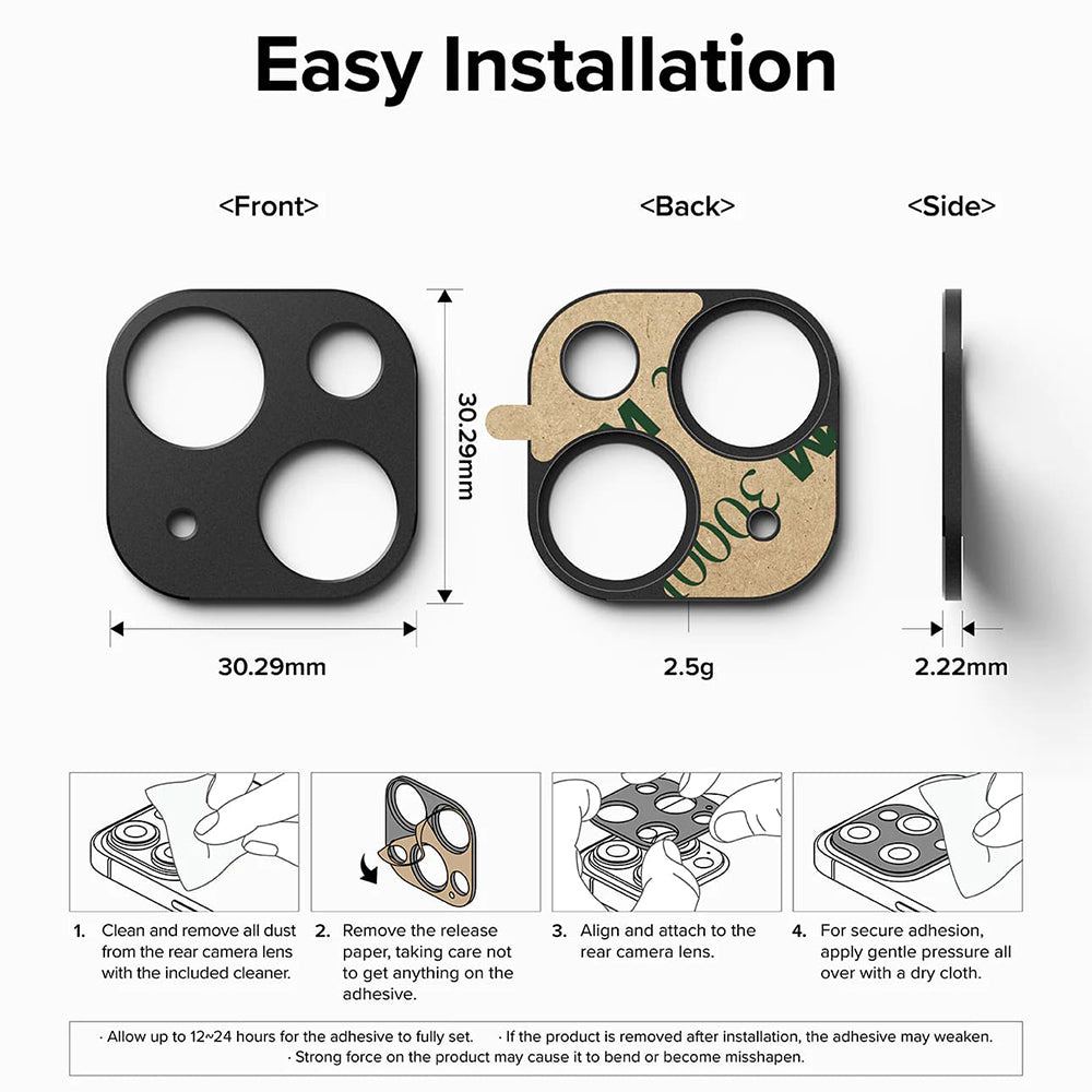 Rama protectie Camera Spate Ringke Styling pentru Apple iPhone 15 Plus / 15, Aluminiu, Neagra