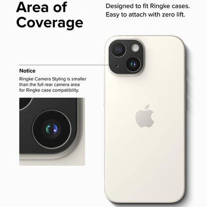 Rama protectie Camera Spate Ringke Styling pentru Apple iPhone 15 Plus / 15, Aluminiu, Neagra