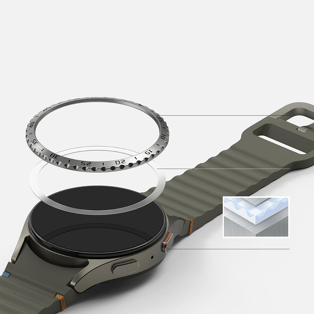 Rama Protectie Ringke Styling pentru Samsung Galaxy Watch7 44mm, Model 5, Argintie
