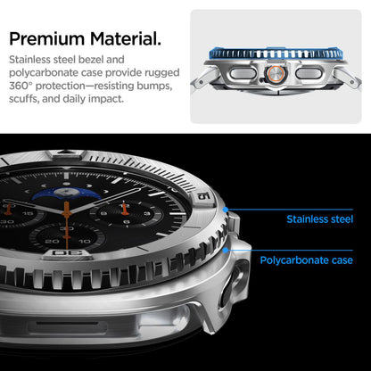 Rama Protectie Spigen Tune Pro Pilot pentru Samsung Galaxy Watch8 Classic, Argintie