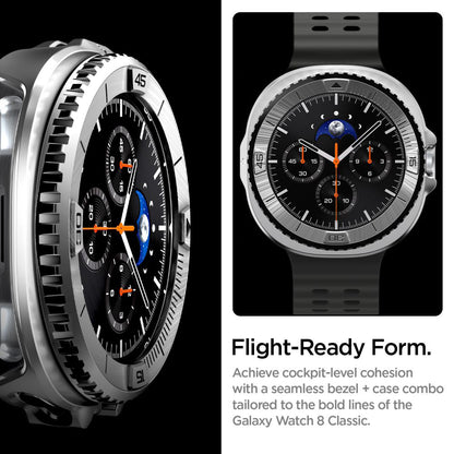 Rama Protectie Spigen Tune Pro Pilot pentru Samsung Galaxy Watch8 Classic, Argintie